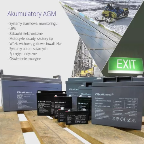 Qoltec AGM akkumulátor 12 V, 65 Ah, max. 780 A