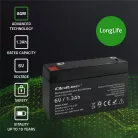 Qoltec karbantartásmentes AGM akkumulátor, 6 V / 1,3 Ah