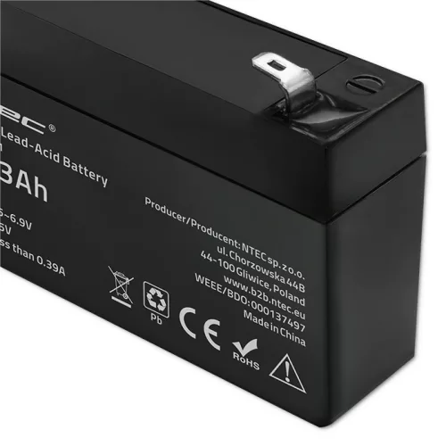 Qoltec karbantartásmentes AGM akkumulátor, 6 V / 1,3 Ah