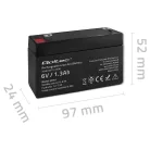 Qoltec karbantartásmentes AGM akkumulátor, 6 V / 1,3 Ah