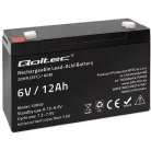 Qoltec AGM akkumulátor 6 V / 12 Ah – karbantartásmentes, UPS-hez, mérleghez és pénztárgéphez