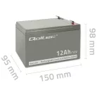 Qoltec AGM akkumulátor 12 V / 12 Ah, VRLA, T2 csatlakozóval