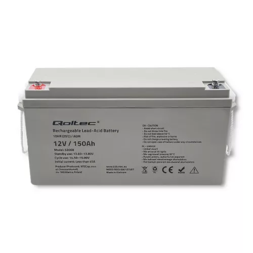 Qoltec AGM akkumulátor 12 V 150 Ah, VRLA, T16 (M8)