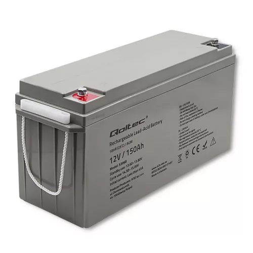 Qoltec AGM akkumulátor 12 V 150 Ah, VRLA, T16 (M8)