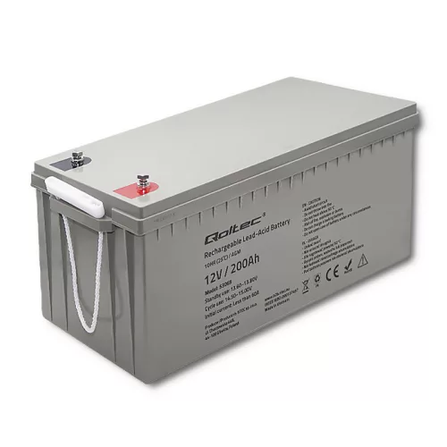 Qoltec AGM akkumulátor 12 V, 200 Ah, 54,1 kg – karbantartásmentes, LongLife