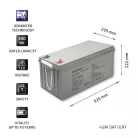 Qoltec AGM akkumulátor 12 V, 200 Ah, 54,1 kg – karbantartásmentes, LongLife