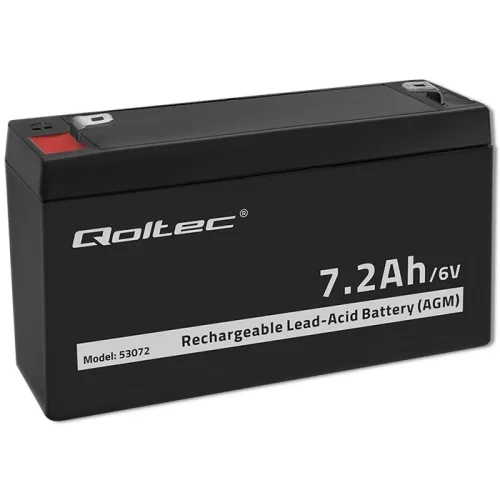 Qoltec AGM akkumulátor 6 V / 7,2 Ah, VRLA