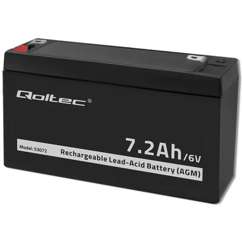 Qoltec AGM akkumulátor 6 V / 7,2 Ah, VRLA