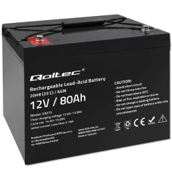   Qoltec karbantartásmentes AGM akkumulátor 12 V / 80 Ah, 23,5 kg