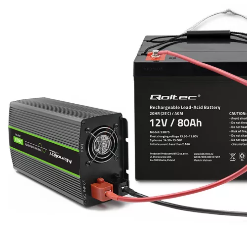 Qoltec karbantartásmentes AGM akkumulátor 12 V / 80 Ah, 23,5 kg