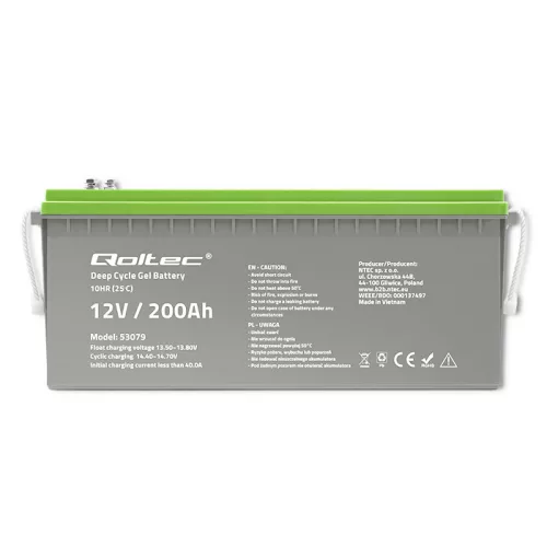Qoltec Deep Cycle gélakkumulátor 12 V, 200 Ah, 62,5 kg