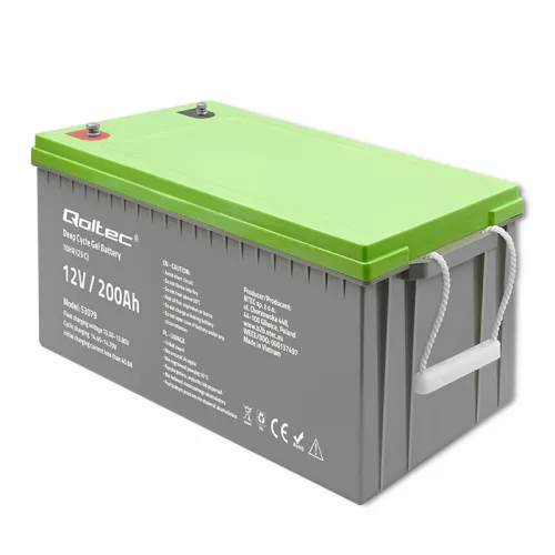 Qoltec Deep Cycle gélakkumulátor 12 V, 200 Ah, 62,5 kg