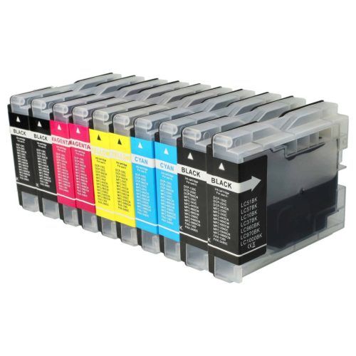 VHBW Brother LC-1000M, LC-1000C, LC-1000Y, LC-1000BK Tintenpatronen, 10x, DCP-130C Drucker, B/C/M/Y