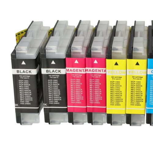 VHBW Brother LC-1000M, LC-1000C, LC-1000Y, LC-1000BK Tintenpatronen, 10x, DCP-130C Drucker, B/C/M/Y