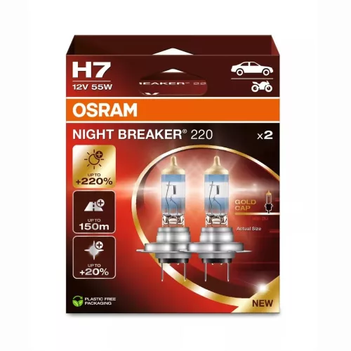 OSRAM NIGHT BREAKER 220 H7 12 V 55 W, 2 db