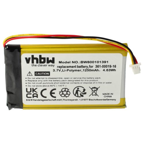 VHBW GPS Akku für Garmin - 1250 mAh 3,7 V Li-Polymer
