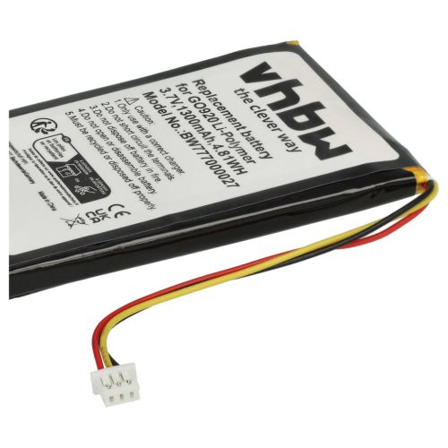 VHBW GPS Battery for TomTom - 1300 mAh 3.7 V Li-polymer