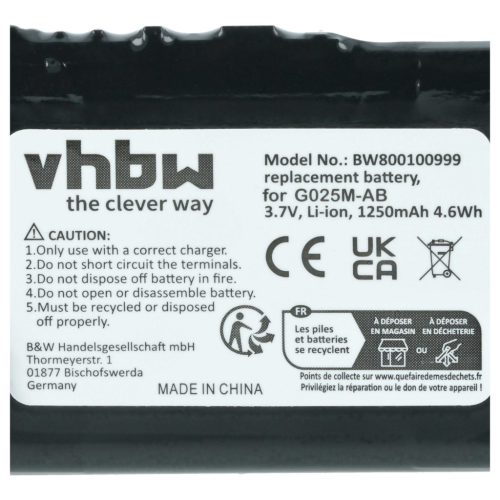 VHBW GPS Akku für Becker - 1200 mAh 3,7 V Li-Ion