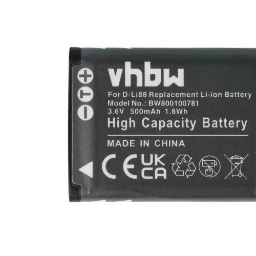 VHBW Panasonic VW-VBX070E, VW-VBX070 Akku - 500 mAh, 3,6 V, Li-Ion