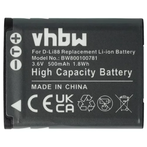 VHBW Panasonic VW-VBX070E, VW-VBX070 Akku - 500 mAh, 3,6 V, Li-Ion