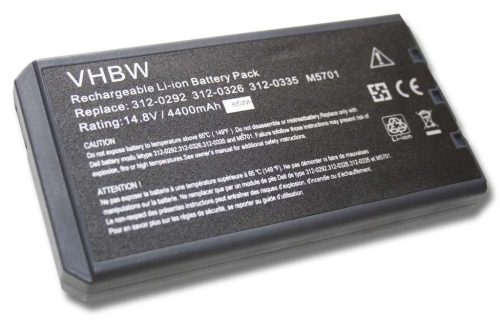 Notebook akkumulátor  Dell 312-0292, 312-0326, 312-0334, 312-0335 - 4400 mAh 14,8 V Li-Ion, fekete