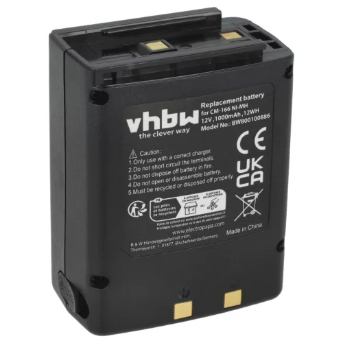 VHBW Radio Battery Icom BP-166, CM-166, CM-166S, CM-22A - 1000 mAh 12 V NiMH