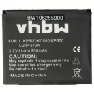 VHBW Mobile Phone Battery for LG KP500, KP500 Cookie, KP501, KP502 Cookie – 700 mAh 3.7 V Li-Ion