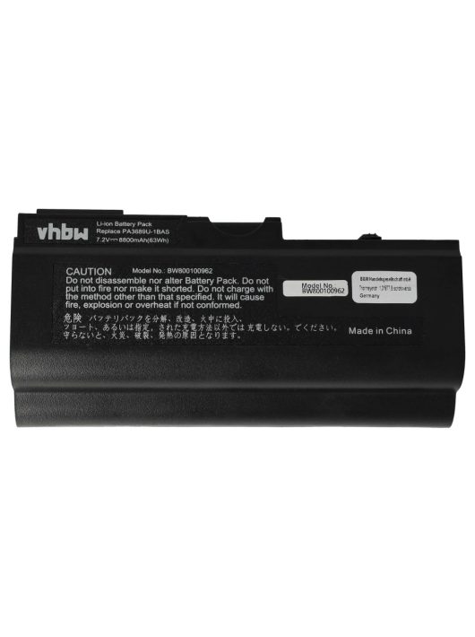 Notebook akkumulátor  Toshiba PA3689U-1BAS, PA3689U-1BRS, PA3689 - 8800 mAh 7,4 V Li-Ion, fekete