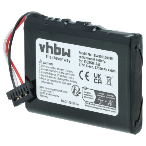 VHBW GPS Akku 541380530005, 541380530006, 11-A1 B, 11-D00001 U, 11-D0001 MX, BL-LP1230 - 1200 mAh 3,7 V Li-Ion