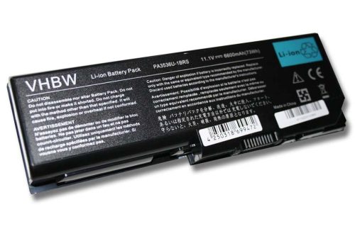 Notebook akkumulátor  Toshiba PA3536U-1BRS, PA3537U-1BAS - 6600 mAh 11,1 V Li-Ion, fekete