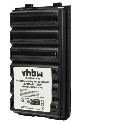 VHBW Radio Akku FNB-64H, FNB-57, FNB-64, FNB-83, AAJ66X001 - 1600 mAh 7,2 V NiMH