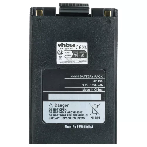 VHBW Radio Akku Icom BP-195, BP-196H, BP-196, BP-196R - 1650 mAh 9,6 V NiMH