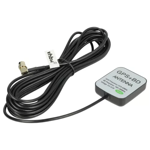 VHBW GPS Antenne für Falcom, Trimble, GlobalSat, CUBE Sat Nav usw. - Magnetfuß, 5 m, SMA Anschluss, schwarz