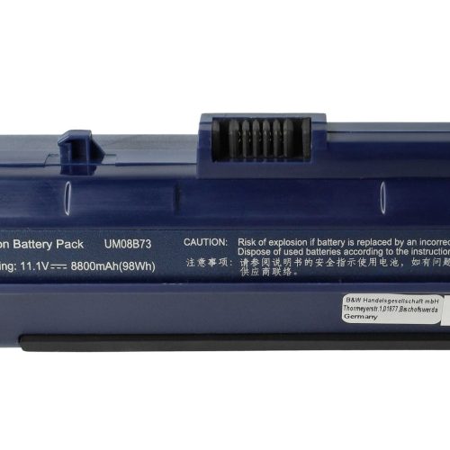 VHBW Notebook Battery Acer BT.00605.035, 34T2780F, BT.00607.039 - 8800 mAh 11.1 V Li-Ion, dark blue