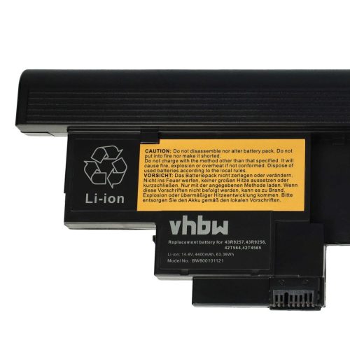 VHBW Tablet-Akku Lenovo 42T4565, 42T4564, 42T4658, 42T4657, 43R9256 - 4400 mAh 14,4 V Li-Ion