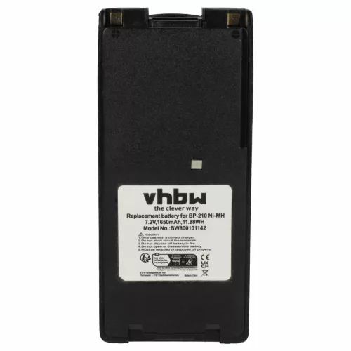 VHBW Radio Akku Icom BP-210N, BP-211, BP-210, BP-209N, BP-209 - 1650 mAh 7,2 V NiMH