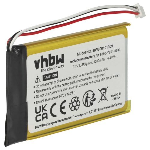 VHBW GPS Akku 384.00019.005, 0829FL22538, 5390-B101-0780 - 1200 mAh 3,7 V Li-Polymer