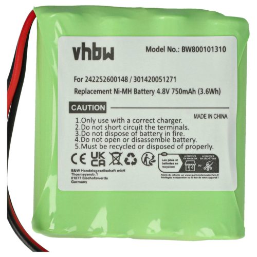 VHBW Remote Control Battery Philips 310420051271, 2422 526 00148, 8100 911 02101 - 750 mAh 4.8 V NiMH