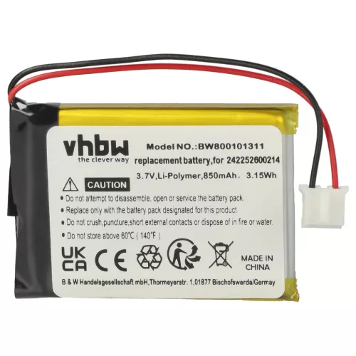 VHBW Remote Control Battery 242252600214 - 850 mAh 3.7 V Li-Ion