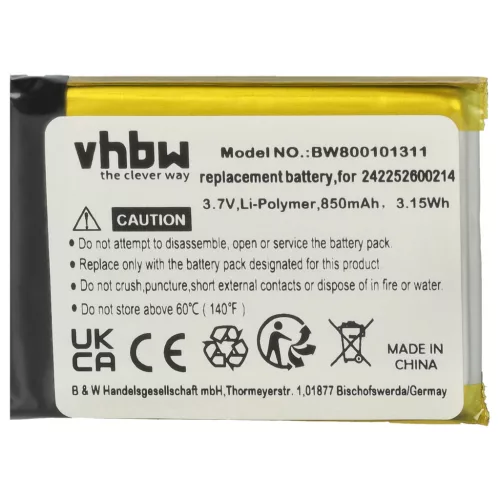 VHBW Remote Control Battery 242252600214 - 850 mAh 3.7 V Li-Ion