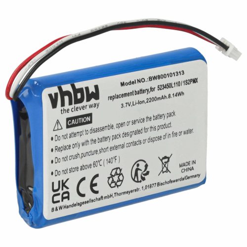 VHBW GPS Akku 1S2PMX, 523450L110 - 2200 mAh 3,7 V Li-Ion