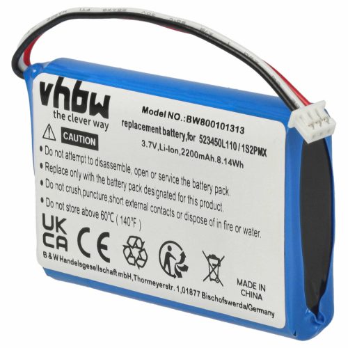 VHBW GPS Akku 1S2PMX, 523450L110 - 2200 mAh 3,7 V Li-Ion