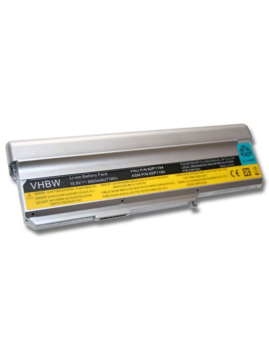 Notebook akkumulátor  Lenovo 40Y8317, 40Y8322, 40Y8315 - 6600 mAh 10,8 V Li-Ion, ezüst