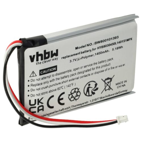 VHBW GPS Akku HYB8030450L1401S1MPX, MA3060 - 1400 mAh 3,7 V Li-Ion
