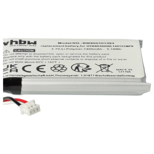 VHBW GPS Akku HYB8030450L1401S1MPX, MA3060 - 1400 mAh 3,7 V Li-Ion