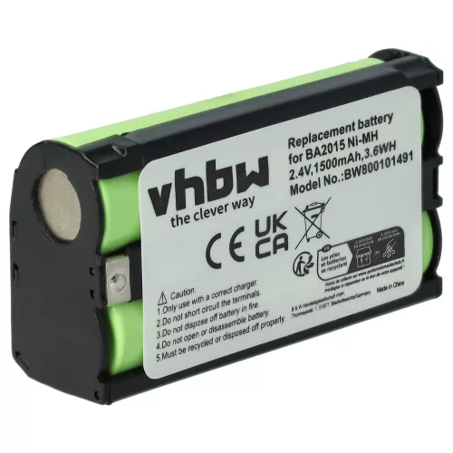 VHBW Mikrofonakku Sennheiser BA2015, BA-2015 - 1500 mAh 2,4 V NiMH