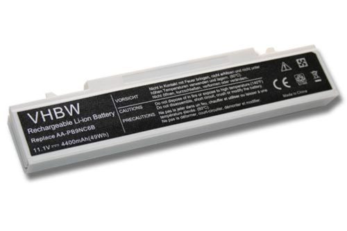 VHBW Notebook akkumulátor  Samsung AA-PL9NC6W, AA-PL9NC6B, AA-PL9NC2B - 4400 mAh 11,1 V Li-Ion, fehér