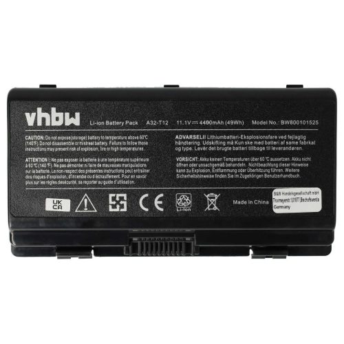 VHBW Notebook akkumulátor  Asus 90-NQK1B1000Y, A32-C51, A32-T12 - 4400 mAh 11,1 V Li-Ion, fekete