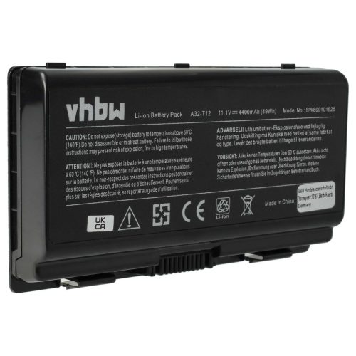 VHBW Notebook akkumulátor  Asus 90-NQK1B1000Y, A32-C51, A32-T12 - 4400 mAh 11,1 V Li-Ion, fekete