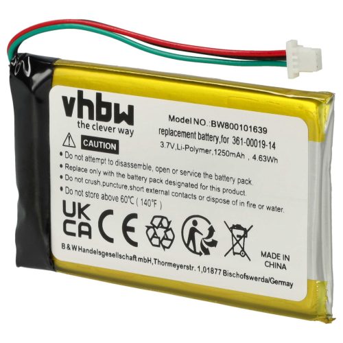 VHBW GPS Akku Garmin 361-00019-14 - 1250 mAh 3,7 V Li-Polymer